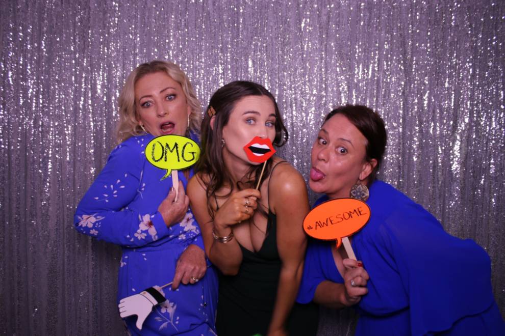 Large Photo Booth With Silver Sequin Backdrop