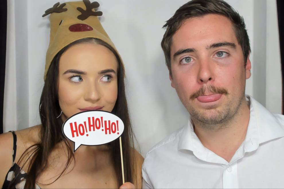 Traditional Photo Booth With Flat White Backdrop